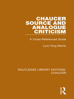 cover image of Chaucer Source and Analogue Criticism